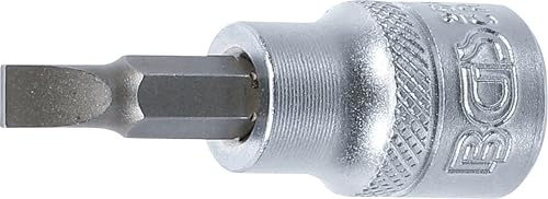 BGS 2567 | Bit-Einsatz | Innenvierkant 10 mm (3/8) | Schlitz 5,5 mm | Länge 48 mm | Chrom-Vanadium-Stahl | mit Rändelung