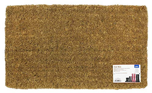 JVL Plain Natural 100% Coir Entrance Door Mat, 40 x 68 cm