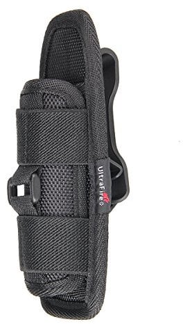 ULTRAFIRE Taschenlampe Holster Taschenlampenhalter, Elastische Nylonholster Taschenlampe Tasche Mit 360 Grad Drehbare Gürtel Clip (Schwarz)