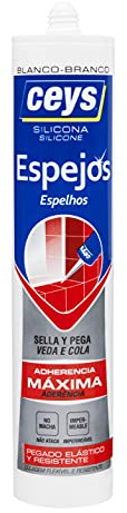 Ceys - Silicona para espejos - Sella y pega con máxima adherencia - Cartucho blanco