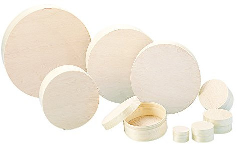 Rayher 62397000 Spandose, mit Deckel, rund, 16 cm ø, Höhe 6 cm, Spanschachtel, Holzspan natur, unbehandelt, Holzbox, Schmuckdose, zum Bemalen und Verzieren