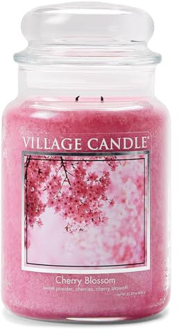Village Candle Kirschblüte große Duftkerze im Glas, 737 g, rosa, 10.3 x 10.1 cm