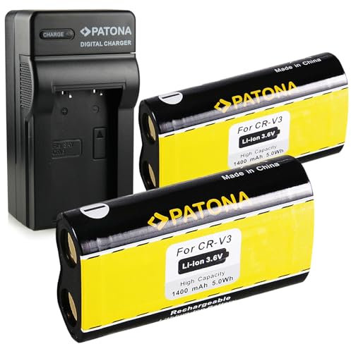 PATONA 3in1 Chargeur et 2X Batterie CR-V3 Compatible avec Kodak CRV3 CR-V3P LB01 EasyShare C360 C530 C643 C743 C875 CX4200 CX6200 CX7330