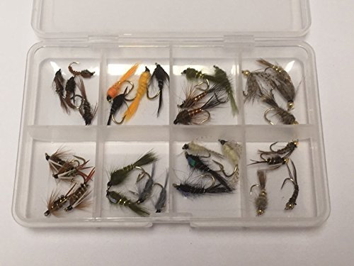 Nymphen-Auswahl für Fliegenfischen, Forellenfliegen inkl. Perlenköpfen Packung#303, 32 Stück