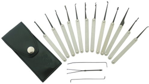Dietrich Set zum Schlossknacken 15 teiliges Vollmetall Pickset für Lockpicking mit Tasche