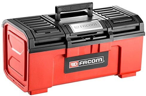 FACOM - Boîte à Outils Vide en Plastique 19- BP.C19N - Caisse d'Outillage avec Fermeture Automatique Métallique - 2 Compartiments de Rangement - Poignée Rétractable - Plateau Amovible - Capacité 25Kg