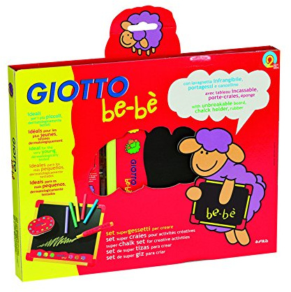GIOTTO be-bè F462800 Kreidetafel-Set bestehend aus bruchfester Tafel, 10er Kreide-Set, Kreidehalter und Schwamm, 4-teiliges Set, 1 Stück