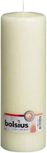 Bolsius Glatte Stumpenkerzen - Elfenbein - Set 8 Stück - Dekorative Haushaltkerzen - Länge Brenndauer 115 Stunden - Unparfümierte - Natürliches Pflanzenwachts - 25 x 8 cm