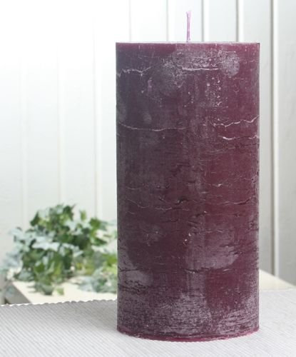 Rustik-Stumpenkerze, 20 x 10 cm Ø, Pflaume-Burgund