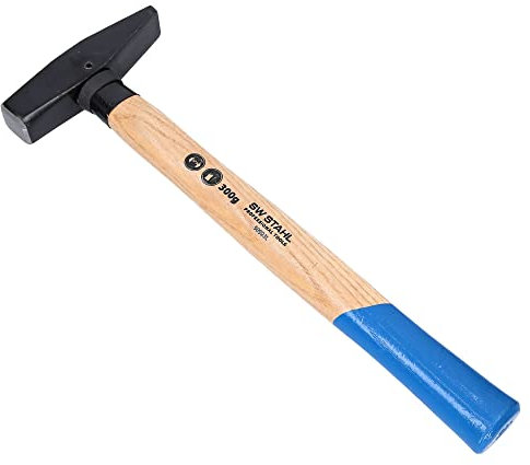 SW-Stahl 50903L Schlosserhammer mit Stielschutz I Hammer 300g Kopfgewicht I DIN 1041 I Werkzeughammer aus Hickoryholz I Hammerstiel Schutz I Hammer für Metall