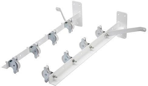 Sauvic 89396 - Tendedero con 8 Poleas plastificado,Color Blanco, 55 x 19,5 x 13,5 cm
