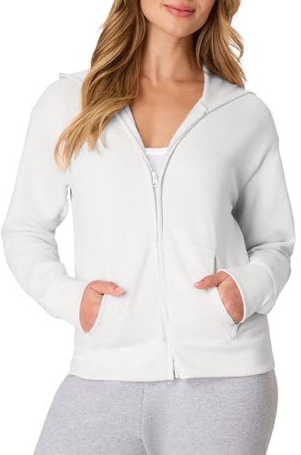Hanes womens Ecosmart Full-zip Hoodie Sweatshirt Warm Up or Track Jacket, White, XX-Large US
