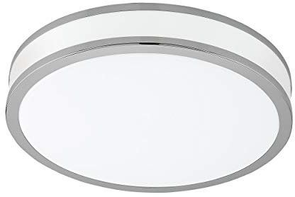 EGLO LED Deckenlampe Palermo 2, 1 flammige Deckenleuchte, Material: Stahl und Kunststoff, Farbe: Chrom, weiß, Ø: 28 cm