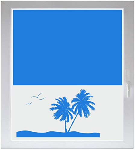 INDIGOS UG Sichtschutzfolie Glasdekorfolie Fensterfolie mit Motiv satiniert Blickdicht - w232 Orient Palmen Natur - 1200 mm Länge - 500 mm Höhe Viereck