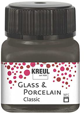 KREUL 16226 - Glass & Porcelain Classic dunkelbraun, im 20 ml Glas, brillante Glas- und Porzellanmalfarbe auf Wasserbasis, schnelltrocknend, deckend