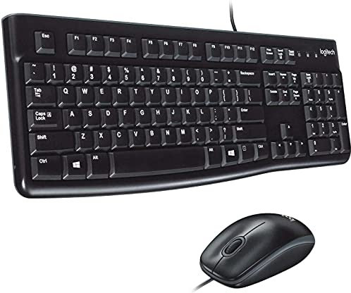 Logitech MK120 Kabelgebundenes Set mit Tastatur und Maus für Windows, Italienisches QWERTY-Layout - Schwarz
