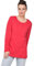 Ulla Popken Damen Langarm-shirt, Rot, 62-64 EU