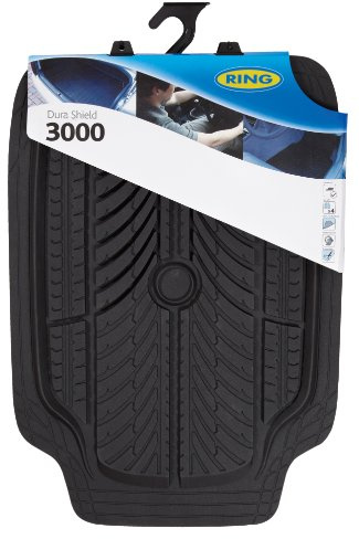 RING Dura Shield 3000 Black Car Mat Set, 4 Mats | Odourless, Easy to Clean, Durable Protection, Anti-Slip Backing, Full Coverage