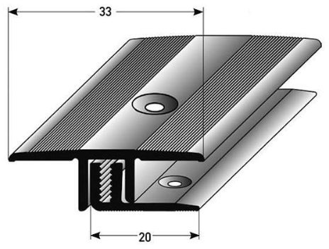 Übergangsprofil Laminat/Parkett, 7-15 mm Einfassung, Alu. eloxiert, gebohrt, silber