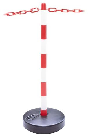 Mobiler Kunststoff-Kettenständer Secur 2 befüllbar Pfosten: rot/weiß Höhe: 87,0 cm, Durchm.: 4,0 cm Durchm. Fuß: 30,0 cm