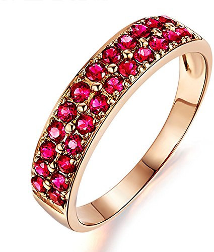 elegant echt natürlich Brillianten Rubin Edelstein Ring Solide 14K (585) Rotgold Hochzeit Verlobungsringe Ringe für Damen
