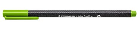 STAEDTLER 334-51 Triplus Fineliner (Dreikant, Superfeine, Metallgefasste Spitze, Linienbreite ca. 0,3 mm, 10 Stück) gelbgrün