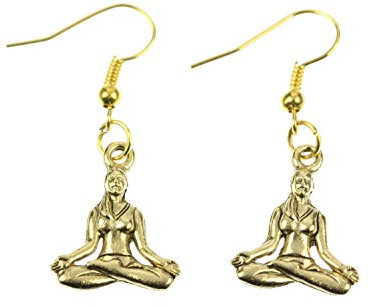 Miniblings Buddha Yoga Lotussitz Ohrringe Meditation Tibet Buddhismus gold - Handmade Modeschmuck I Ohrhänger Ohrschmuck vergoldet