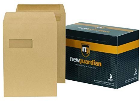 New Guardian Envelopes Heavyweight Pocket Press Seal Window Manilla C4 [Pack of 250]