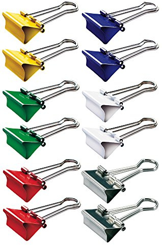 MAUL Foldback-Klemmer rot 12er Pack Federstahl Büroclips | zuverlässiger Halt bis 70 Blatt, griffige Bügel zum Aufhängen, kompakte 19 mm für Ordnung, robustes Metall im Karton