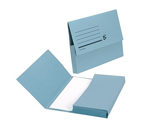 5 Star Document Wallet Half Flap 285gsm Capacity 32mm A4 Blue [Pack of 50]