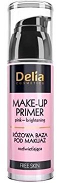 Delia Cosmetics - Make-Up Primer - Free Skin - Pink Make-up Base - Aufhellend, Glättend, Korrektur von Unreinheiten - Grauer Teint - Einfache Anwendung - Hydromanil - Allergenfrei - 35ml