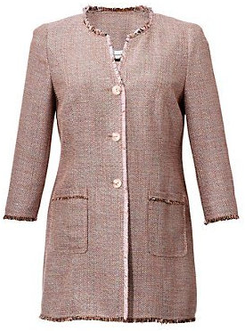 Guido Maria Kretschmer Designer-Bouclélongblazer rosé-bunt Größe 44
