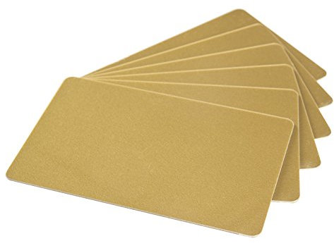 Karteo Plastikkarten blanko gold [10 Stück] Blankokarten im EC-Kartenformat für Ausweise Dienstausweise EC- und Bankkarten Gesundheitskarten