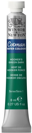 Winsor & Newton Cotman 8ml Water Colour Tube - Hooker's Green Dark