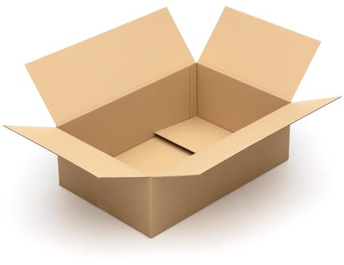 KK Verpackungen Versandkartons 600 x 400 x 200 mm Braun 1-wellig (Außenmaß 605 x 405 x 210 mm) | 25 Stück, Faltkartons Kartons für Versand als DHL Paket Hermes Paketklasse M DPD GLS Paketklasse XL