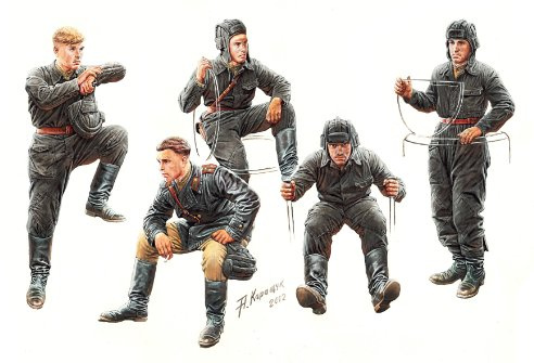 Masterbox 1:35 Scale Soviet Tank Crew 1943-1945 Assembly Parts, 5.08 x 2.54 x 2.54 cm