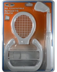 Pack Wii sports raquette/club de golf/volant Blanc