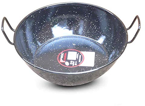 Vaello Campos Enamelled Deep Frying Pan/Flat Bottomed Wok/Spanish Sarten - Double Handle 32Cm