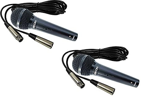 PROEL EIKON DM800 - Coppia di microfoni a gelato cardioide con switch on/off per live, radio, canto, karaoke, Nero