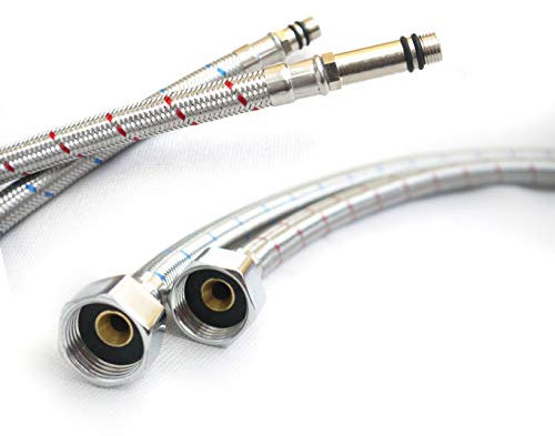Xcel Home™ 2 Pipes (Pair) x 12mm (M12) x1/2 BSP (300mm) |5 Lengths| Flexi Tap Connectors | DIY Kitchen Sink/Bathroom Basin Monobloc Mixer Replacement Flexible Pipes Tails (Long Male End)