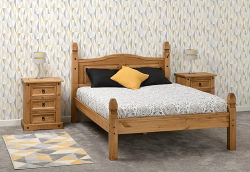 Seconique Corona 4'6 Double Low End Bed in Distressed Waxed Pine