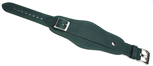Lederband/Uhrenarmband/Uhrenband 20mm für Feste Stege mit Unterlage Fliegeruhren Retro Look grün