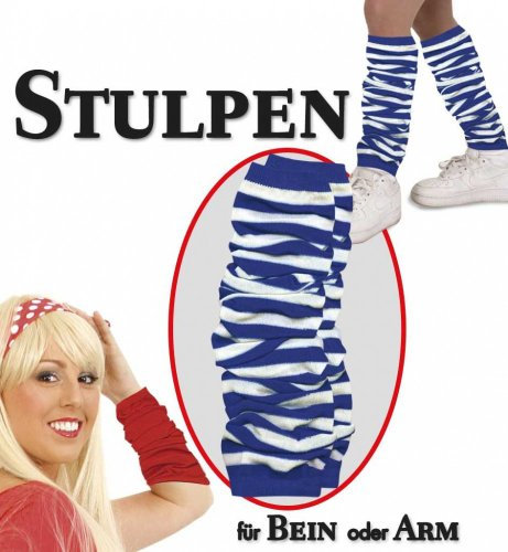 FASCHING 56375 Ringel-Stulpen NEU/OVP - Blau-Weiß, Kniehoch, Eng Anliegend, Festlich, Sport, Polyester, Einheitsgröße, Legwarmer