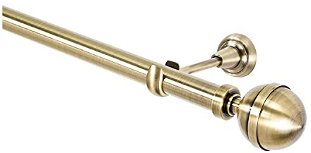 MDEKOR Gardinenstange Altgold 120 cm lang, 1-läufig | Gardinenstangenset aus Metall, gebürstet, Antik-Gold, Ø 25 mm, Wandbefestigung
