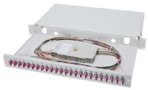 DIGITUS LWL Spleißbox 24 Kupplungen - LC - OM4 - 1HE 19-Zoll - Multi-Mode Duplex - Mit Spleiß-Kassette - Rack-Einbau