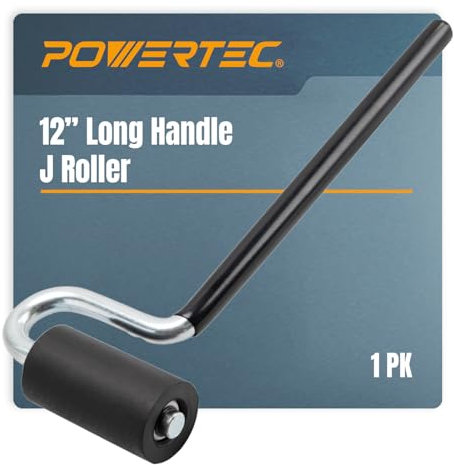 POWERTEC J-Roller mit langem Griff, 30,5 cm Durchmesser, 7,6 cm breit, Laminat- und Furnier-Gummiwalze für Kantenanleimen, Wandverkleidungen, 1 Stück (71010)