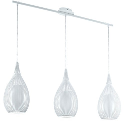 EGLO Pendellampe Razoni, 3 flammige moderne Pendelleuchte, Material: Stahl, Glas: satiniert, Farbe: Weiß, Fassung: E27