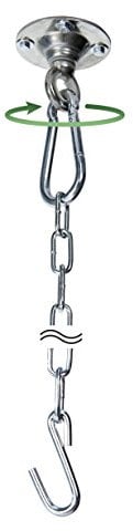 AMAZONAS Power Hook 360° drehbarer Deckenhaken kugelgelagert - belastbar bis 200kg - aus verzinktem Stahl - für Hängesessel inkl. Verlängerungskette 78 cm