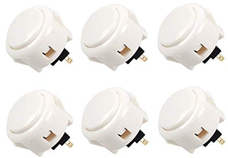 Digitalkey Set 6 Botones SANWA OBSF-30 - Botones Arcade Gamepad para gabinetes y bañeras (Blanco)