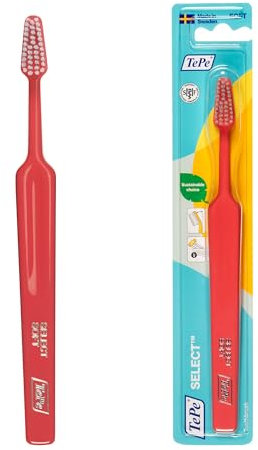 TePe Select Toothbrush, Soft, Purple, 1pc, efficient for plaque removal with tapered brush heads, gentle cleaning with soft bristle toothbrush, Zufällige Farbe